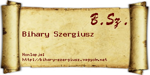 Bihary Szergiusz névjegykártya